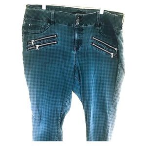 Torrid skinny jeans teal and black plaid 24R